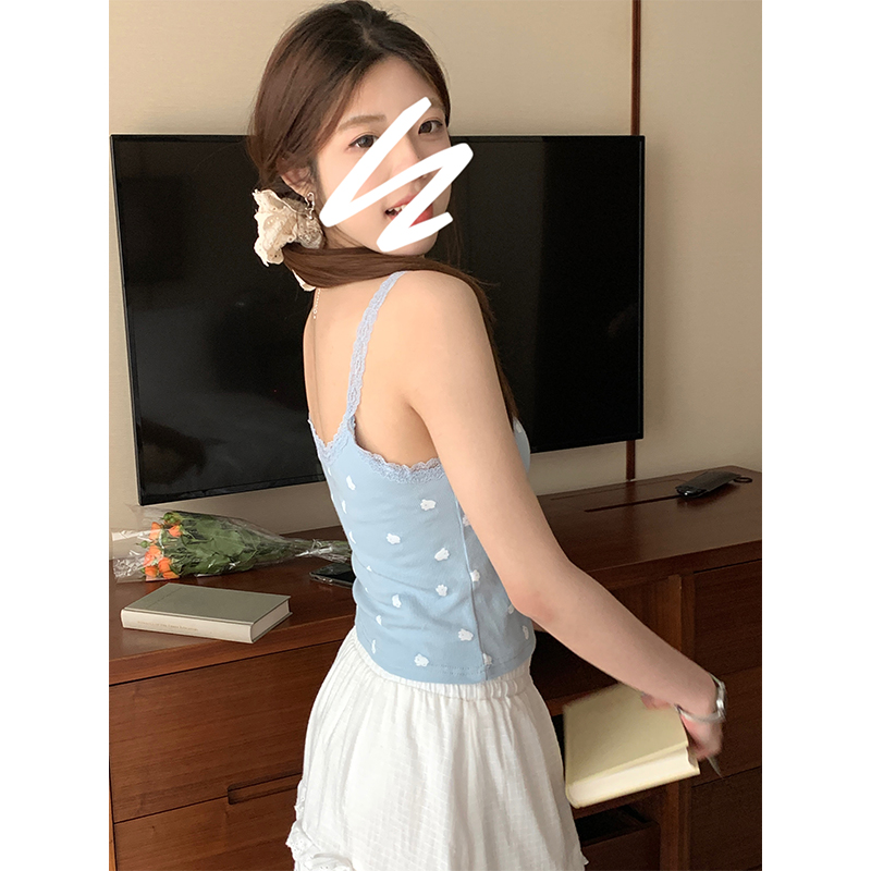 Real shot of cute, sweet and pure-desired floral camisole for women to wear outside and inside, summer slim top for women