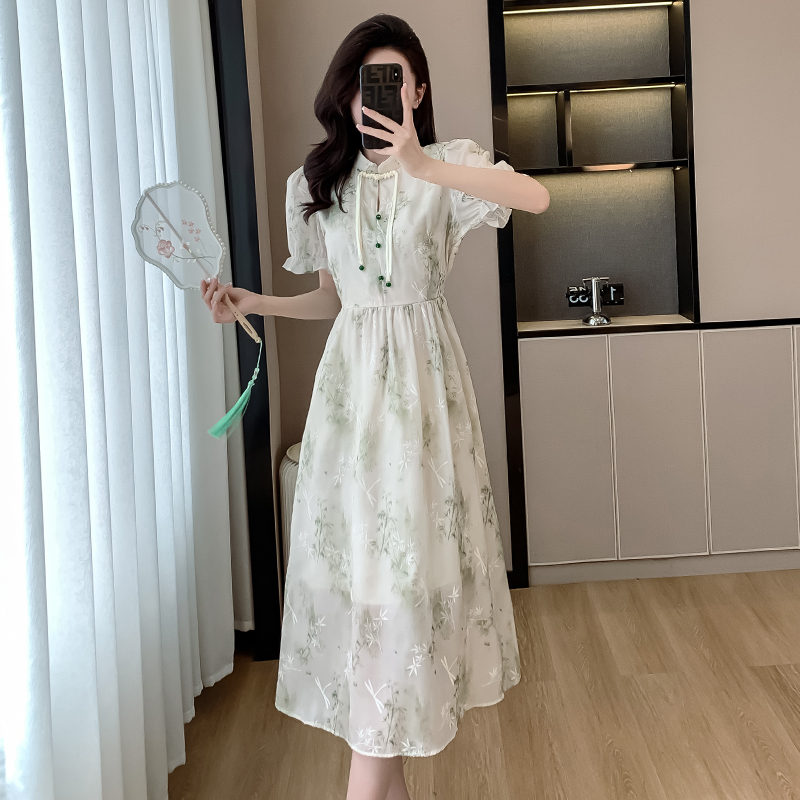 實拍新中式盤扣流蘇刺繡復古連衣裙2024夏季新款氣質名媛白裙子