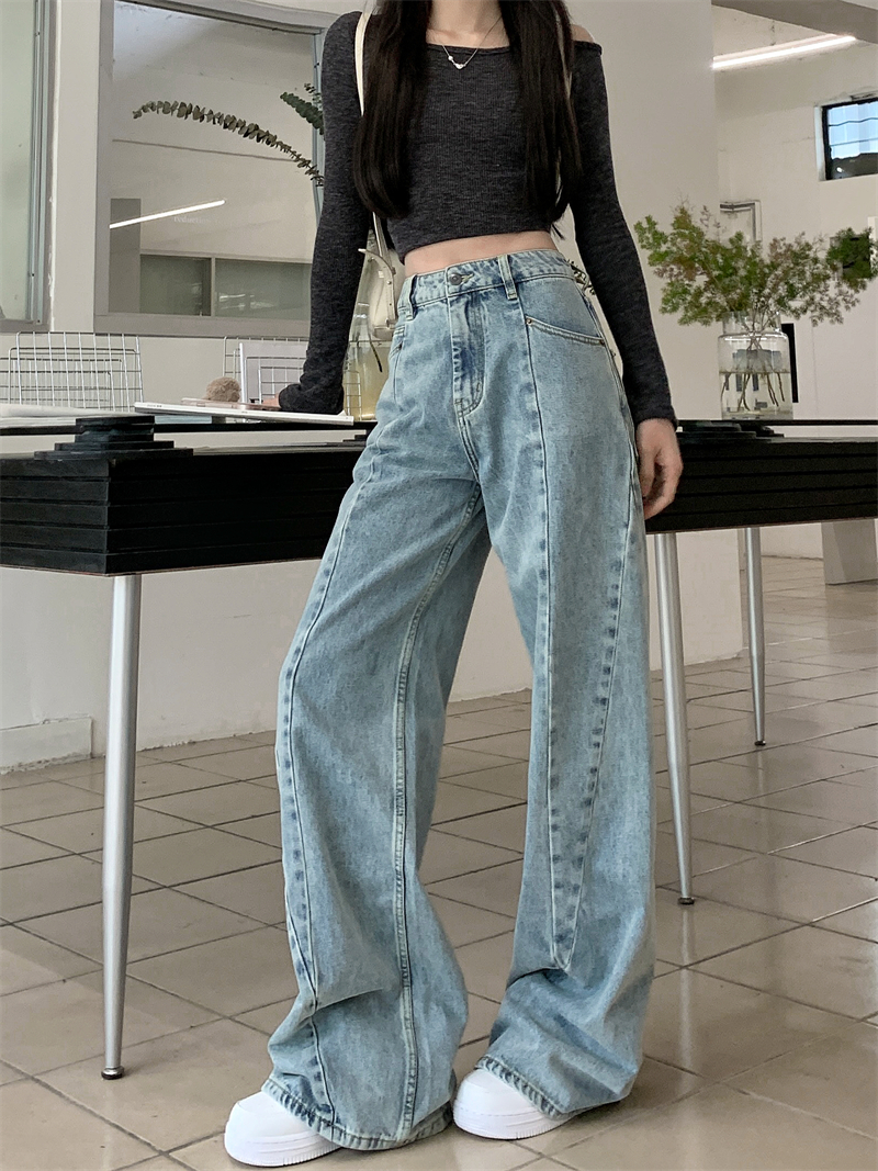 Actual shot of high-waisted wide-leg jeans