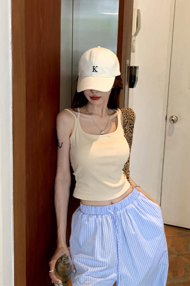 Actual shot~Spring and summer new style~Cross small sling women can wear round neck vest, beautiful back, integrated inner top