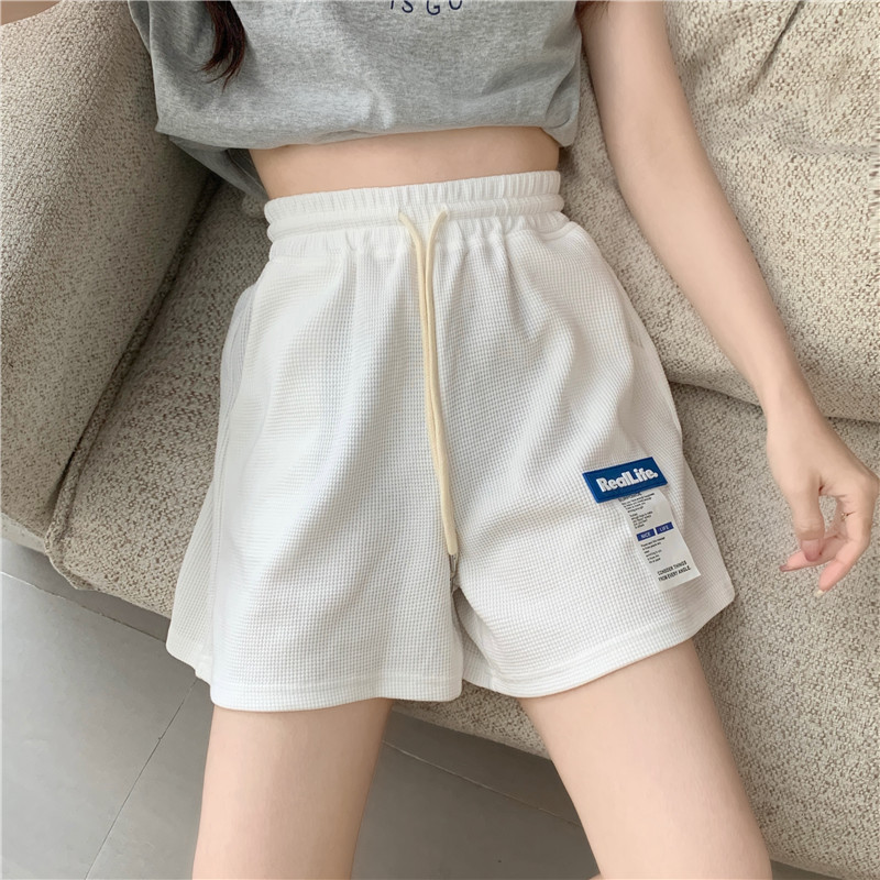 Real shot of waffle casual sports shorts for women