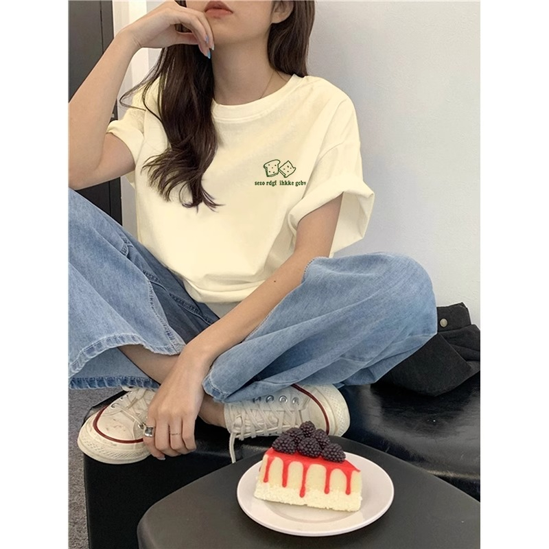 韩版夏季新款甜美风可爱卡通印花短袖T恤