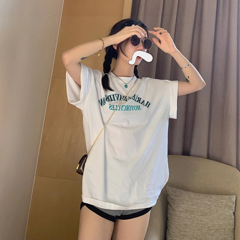 韩版夏季新款学院风时尚宽松字母印花短袖T恤