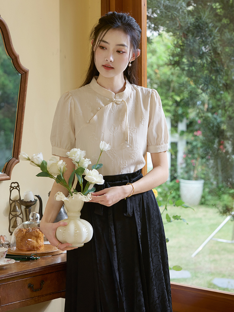 新中式國風盤扣上衣氣質雪紡襯衫2026新款女夏襯衣顯瘦