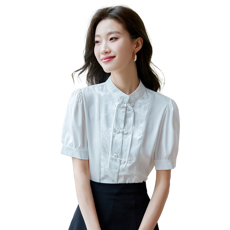 配馬面裙的襯衣夏季短袖新中式襯衫國風漢元素改良漢服女款上衣