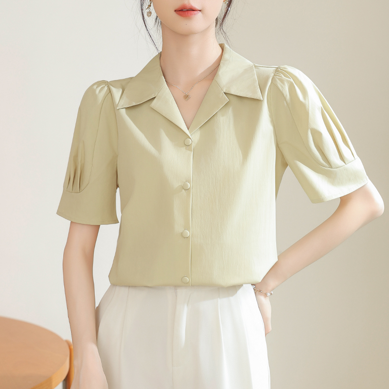 實拍法式短袖2026新款襯衫女設計感小眾夏季職業通勤簡約面試襯衣
