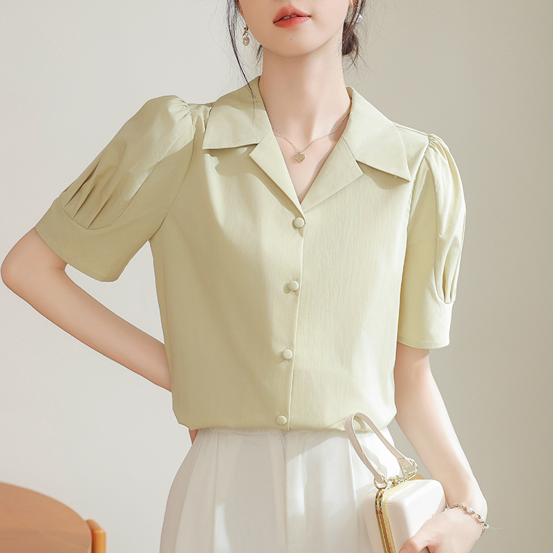 實拍法式短袖2026新款襯衫女設計感小眾夏季職業通勤簡約面試襯衣