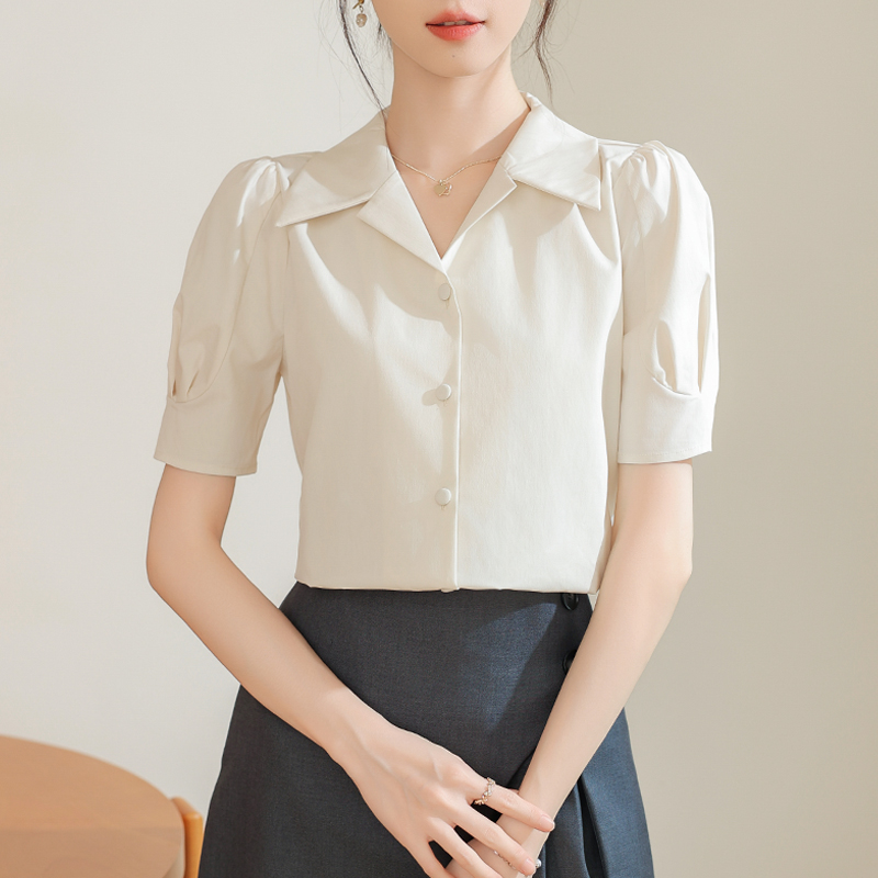 實拍法式短袖2026新款襯衫女設計感小眾夏季職業通勤簡約面試襯衣