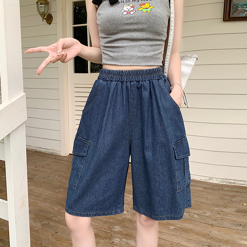 實拍牛仔短褲直筒寬松新款褲子女老爹褲夏季薄款中褲日系五分褲