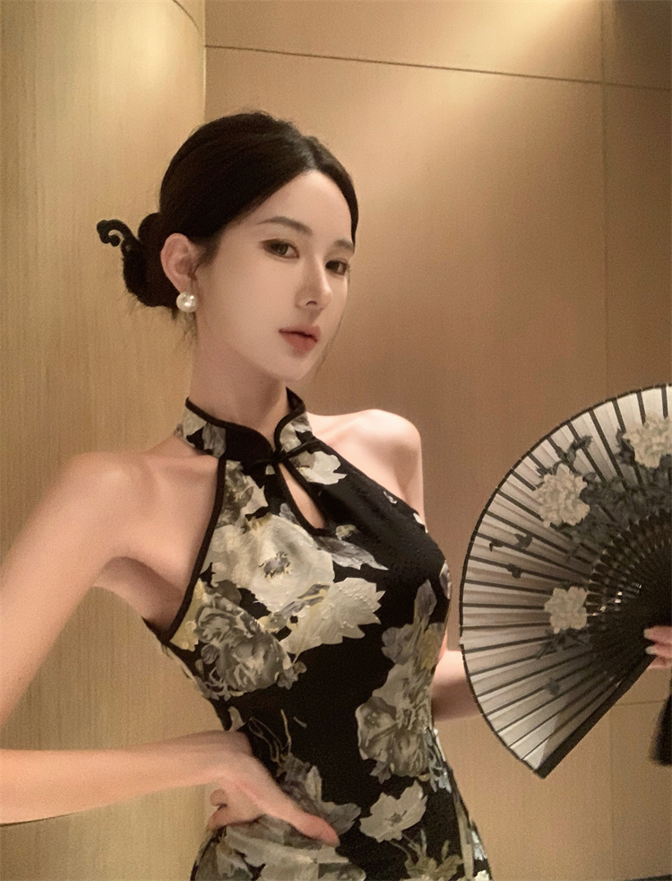 實拍實價 復古旗袍連衣裙中長款