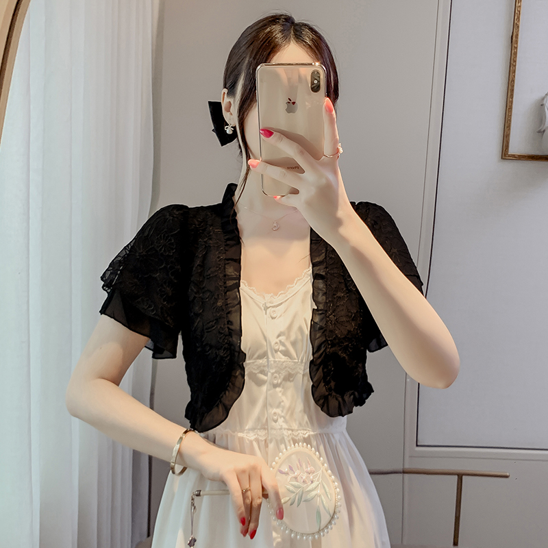 已出貨小披肩外套女2026春夏新款小肩百搭雪紡防曬衣短款外搭開衫
