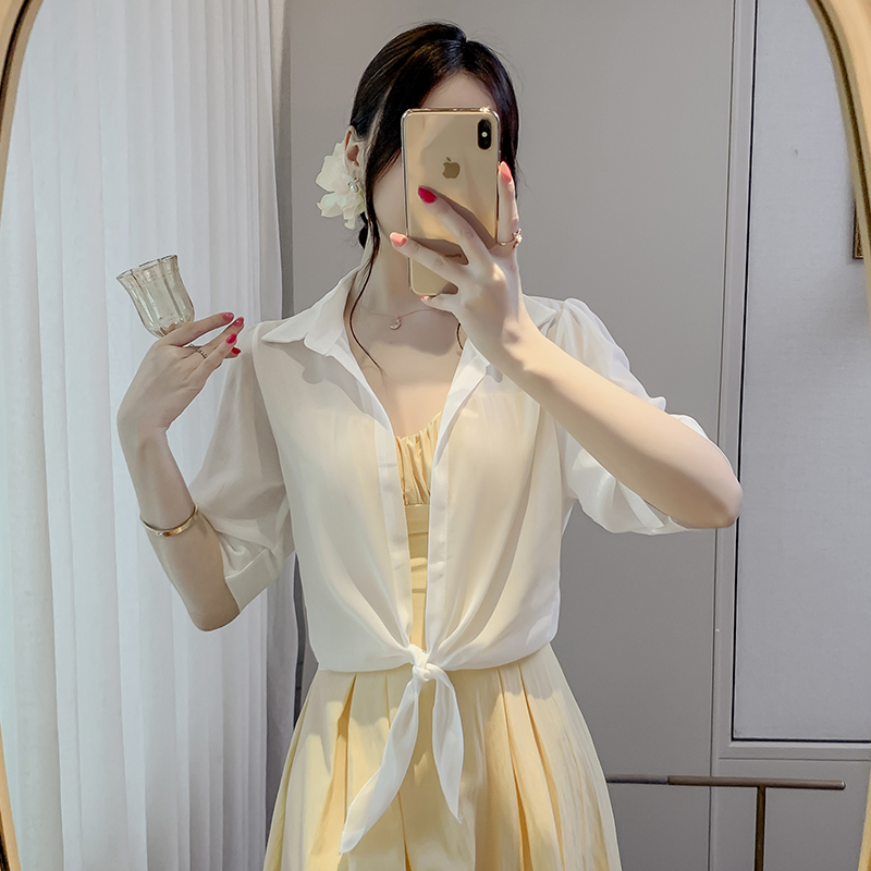 已出貨20256春夏季薄款系帶小披肩外套女防曬衣百搭短款雪紡