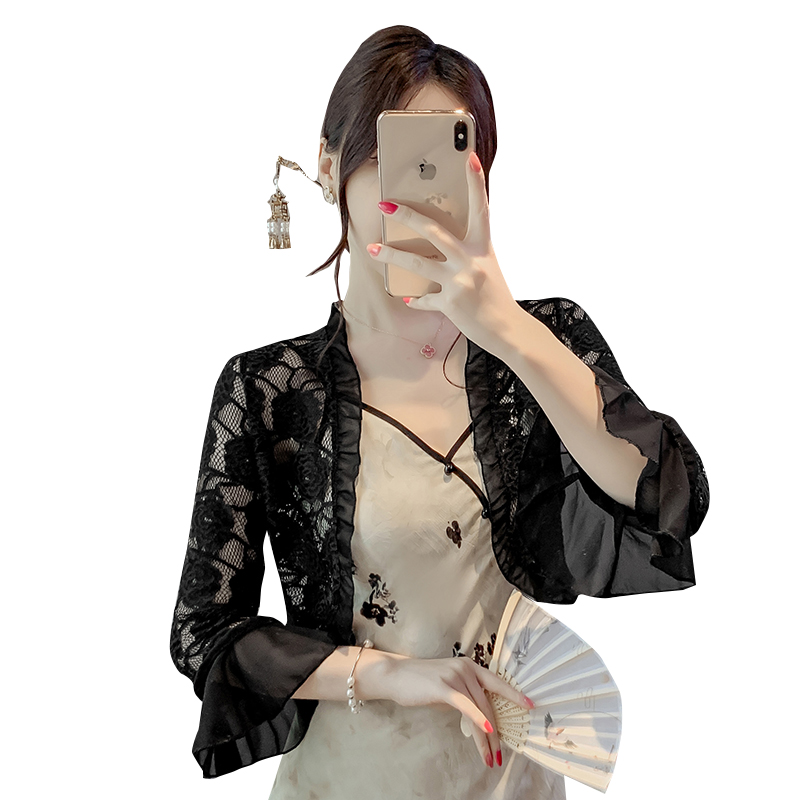 已出貨小披肩外套女2026春夏新款百搭雪紡防曬衣超薄短款外
