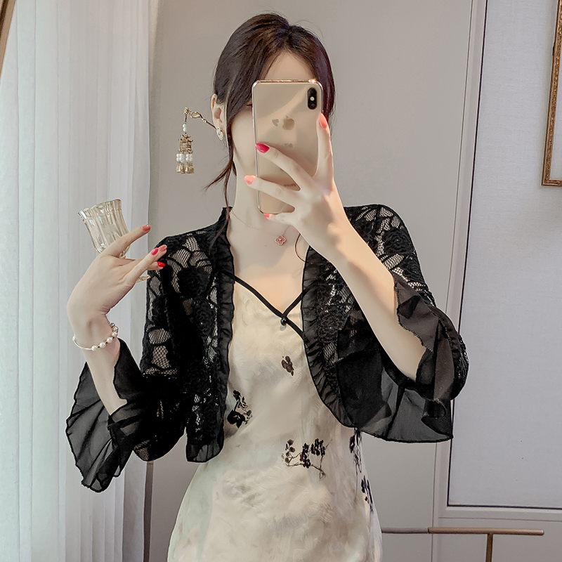 已出貨小披肩外套女2026春夏新款百搭雪紡防曬衣超薄短款外