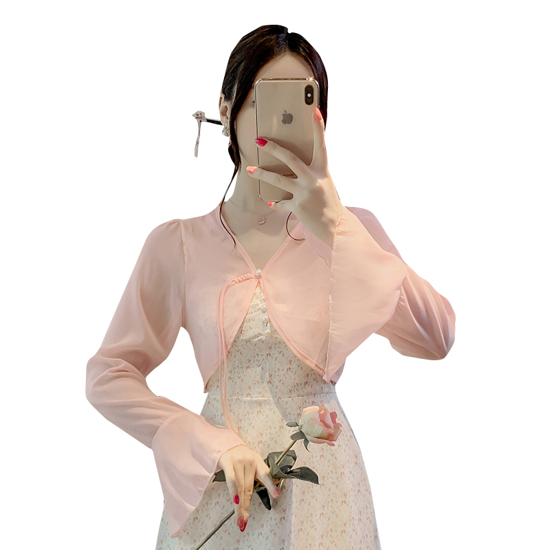 新中式國風女2026夏季法式高級感雪紡開衫外搭長袖薄款上衣