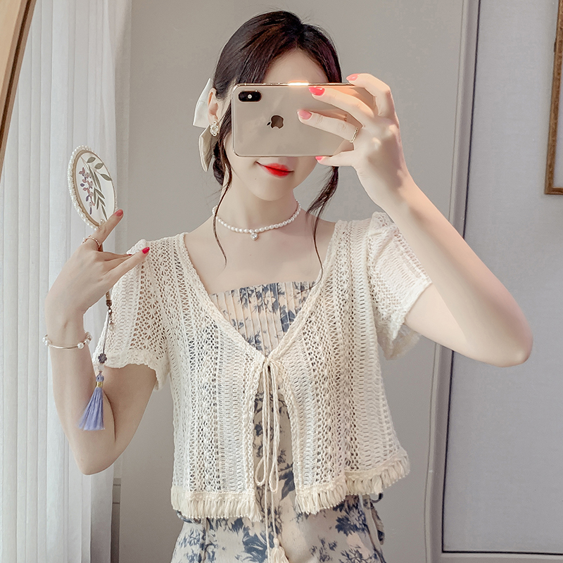 已出貨蕾絲鏤空防曬開衫上衣女2026夏季薄款外搭的小披肩短款外套