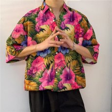 批发夏季沙滩衬衫男夏威夷风格衬衫印花潮流开衫休闲短袖外衣宽松厂家