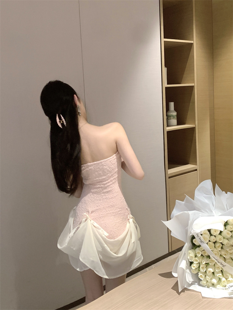 實拍實價 辣妹抹胸修身連衣裙短款