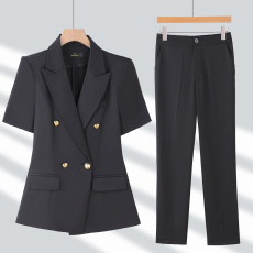 批发高端黑色工作服西装外套女夏季新款高级感<b class='q'>通勤</b>职业工装西服两件套