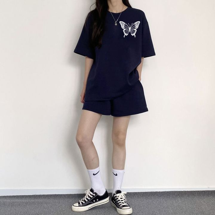 字母日系可爱少女运动服套装女polo领学院风休闲短袖短裤两件套