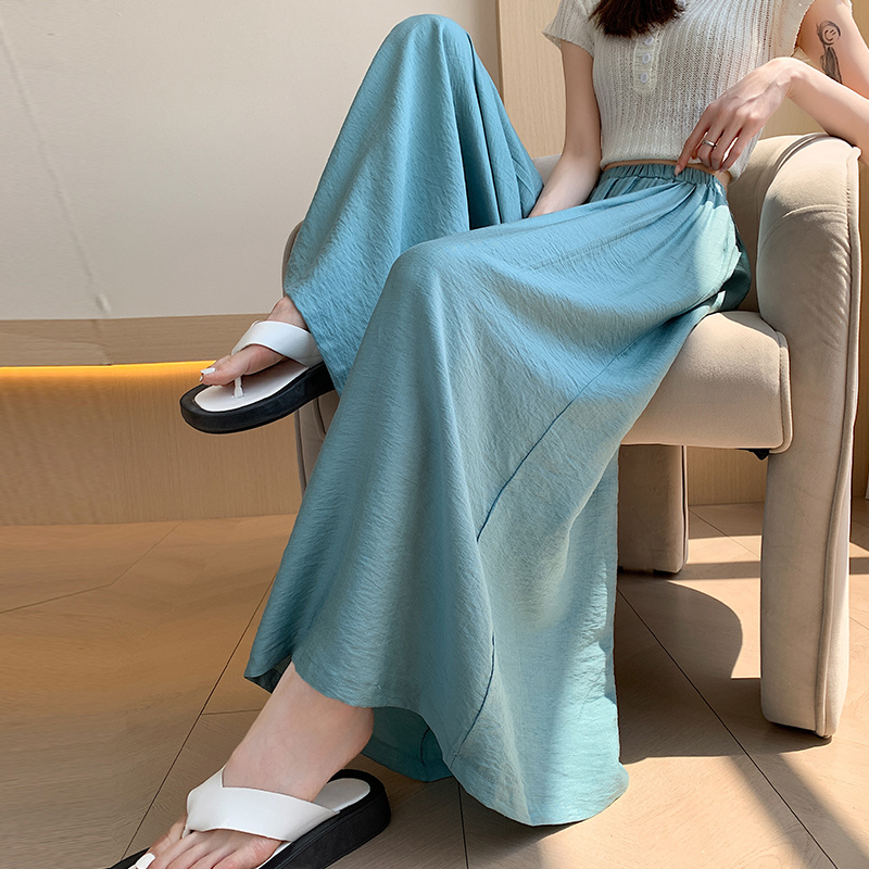 實拍 山本褲裙女2026夏季新款冰絲棉麻闊腿褲高腰寬松休閑九分褲