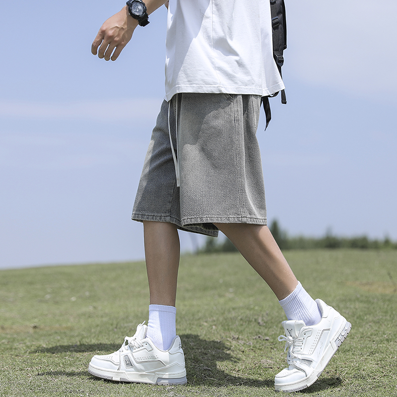 實拍2026夏季新款星空紋牛仔短褲男薄款潮牌寬松五分褲子