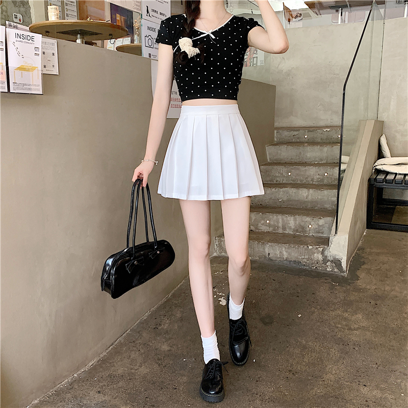 實拍實價 百褶裙女夏季新款防走光學院風短裙高腰a字夏季半身裙子