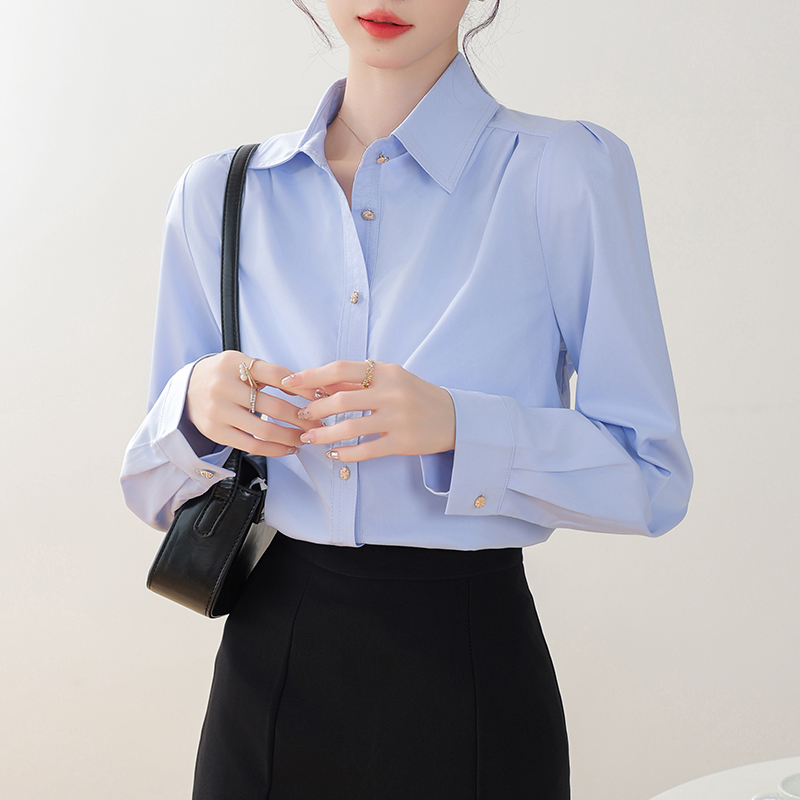 白色襯衫女長袖職場穿搭職業高級感教資面試正裝輕熟風春秋襯衣