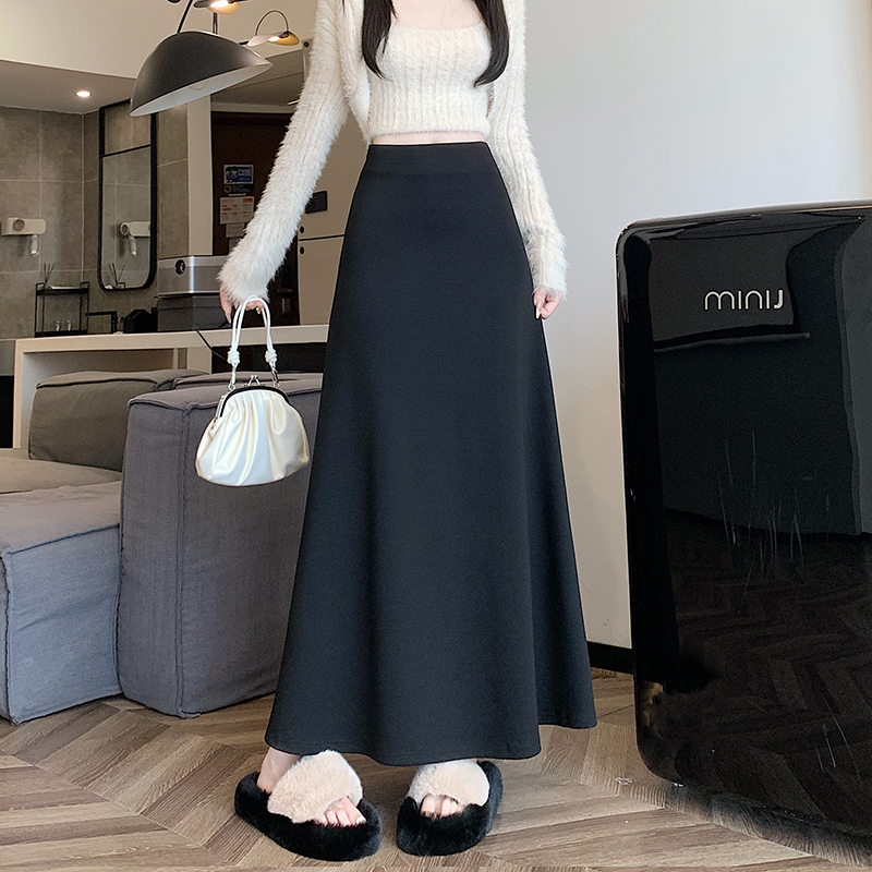 實拍 2025秋季新款高腰顯瘦糯米裙半身裙中長裙顯瘦針織裙女