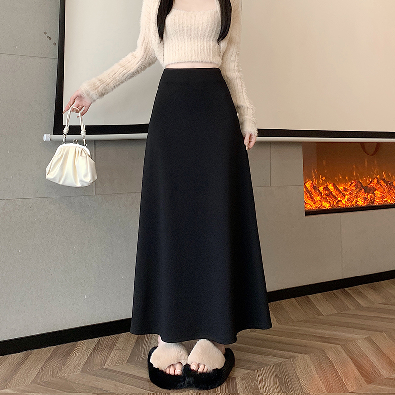 實拍 2025秋季新款高腰顯瘦糯米裙半身裙中長裙顯瘦針織裙女