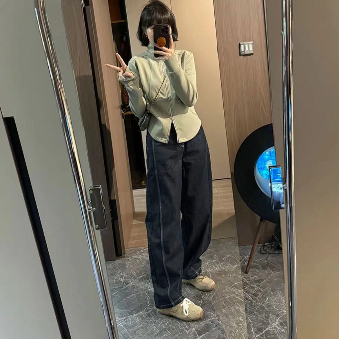 顯瘦天菜秋款時尚氣質牛仔褲 彈力窄版直筒褲