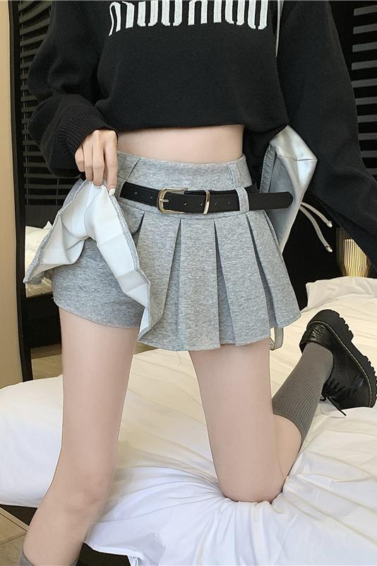 實拍實價 辣妹高腰百褶半身裙女秋冬季小個子顯瘦防走光A字短裙褲