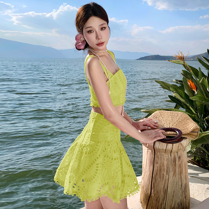實拍性感辣妹流蘇邊吊帶上衣+高腰半身裙時尚兩件套