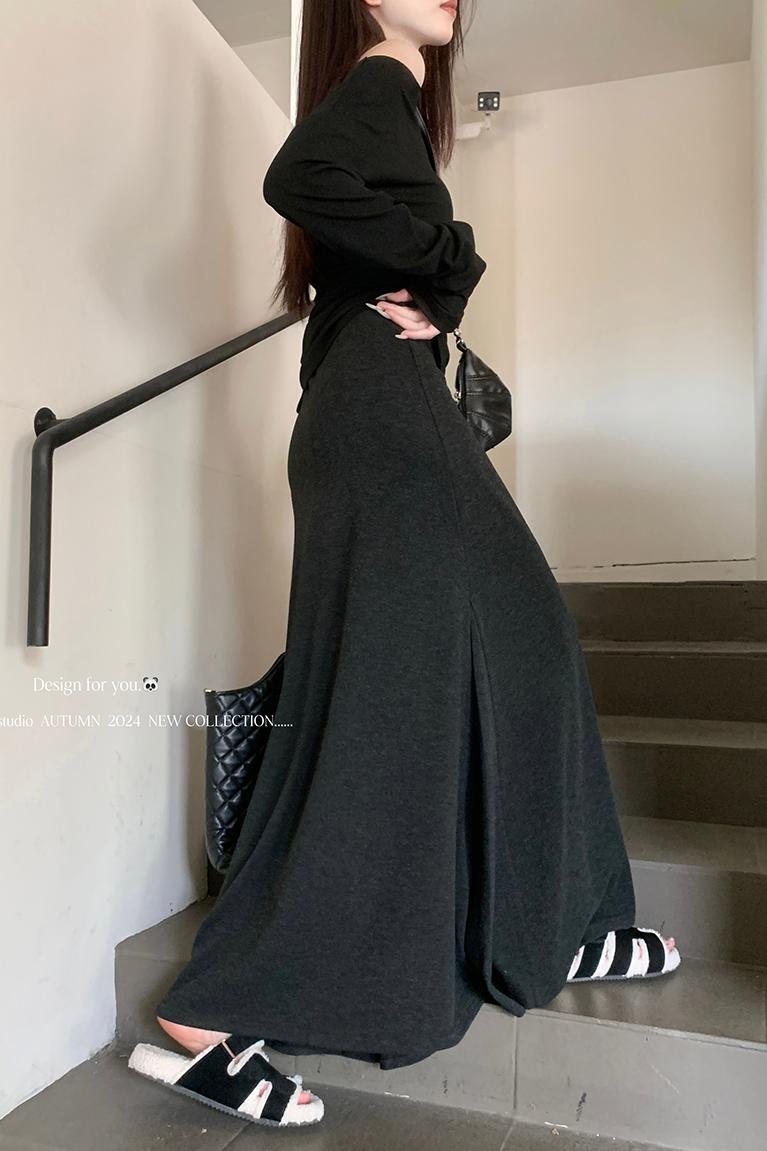 實拍~2025秋冬新款顯瘦加厚糯米裙半身裙中長裙顯瘦針織裙女
