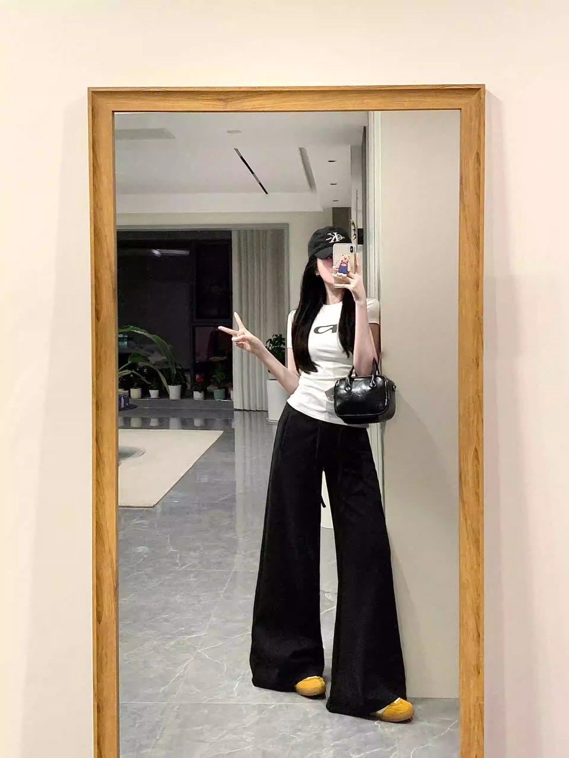 2026黑色通勤辣妹高腰寬松闊腿牛仔褲女春秋百搭修身垂感休閑長褲