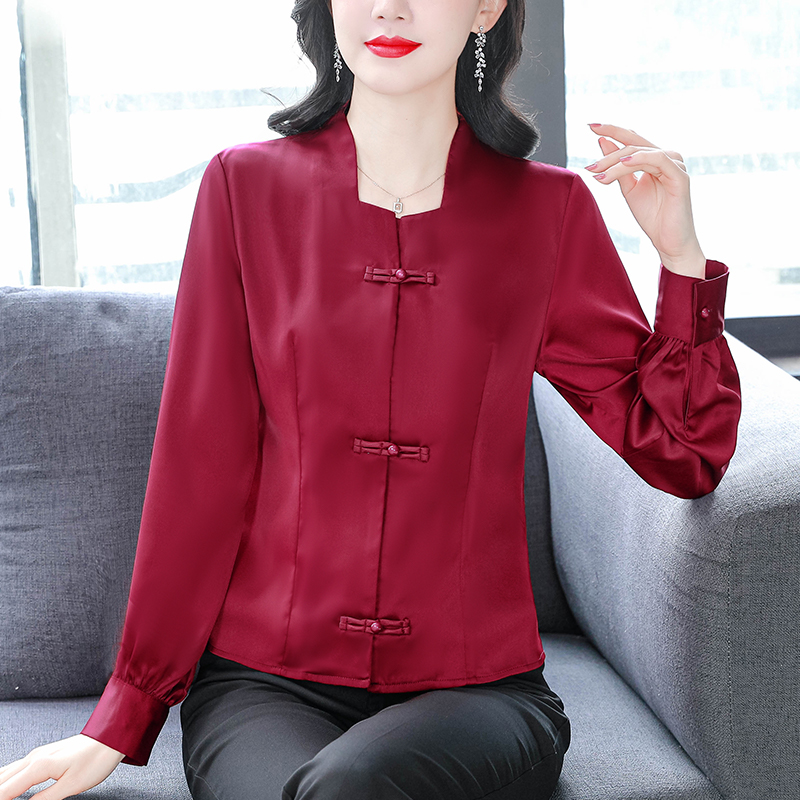 春季新款新中式國風紅色盤扣襯衫女高端洋氣時尚獨特別致上衣
