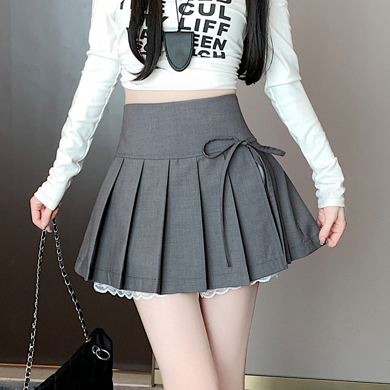實拍 早春新款 學院風灰色a字百褶裙女小個子jk半身裙短裙子