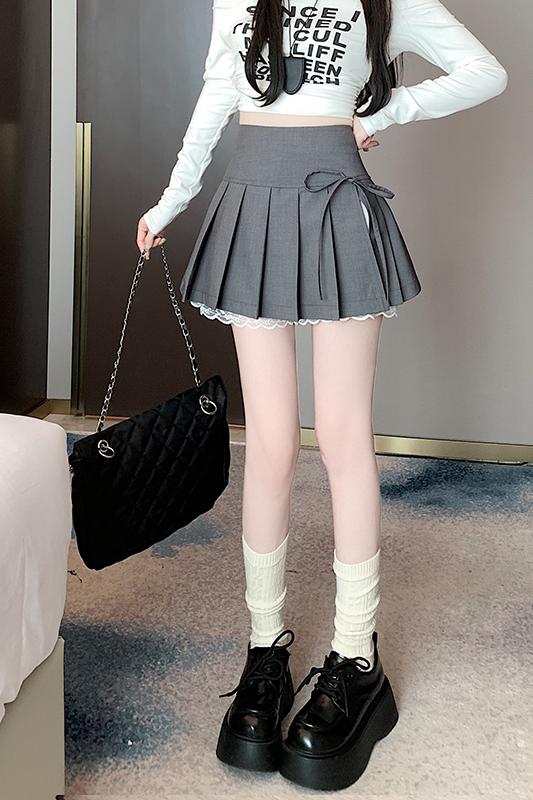 實拍 早春新款 學院風灰色a字百褶裙女小個子jk半身裙短裙子