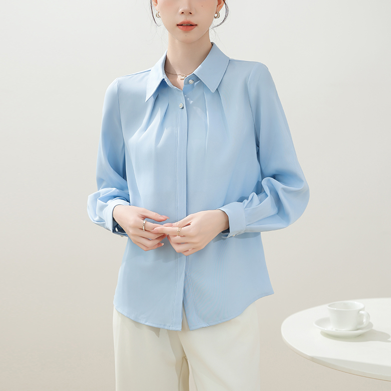 實拍法式長袖白色襯衫女2026春新款通勤職業正裝面試內搭正肩上衣