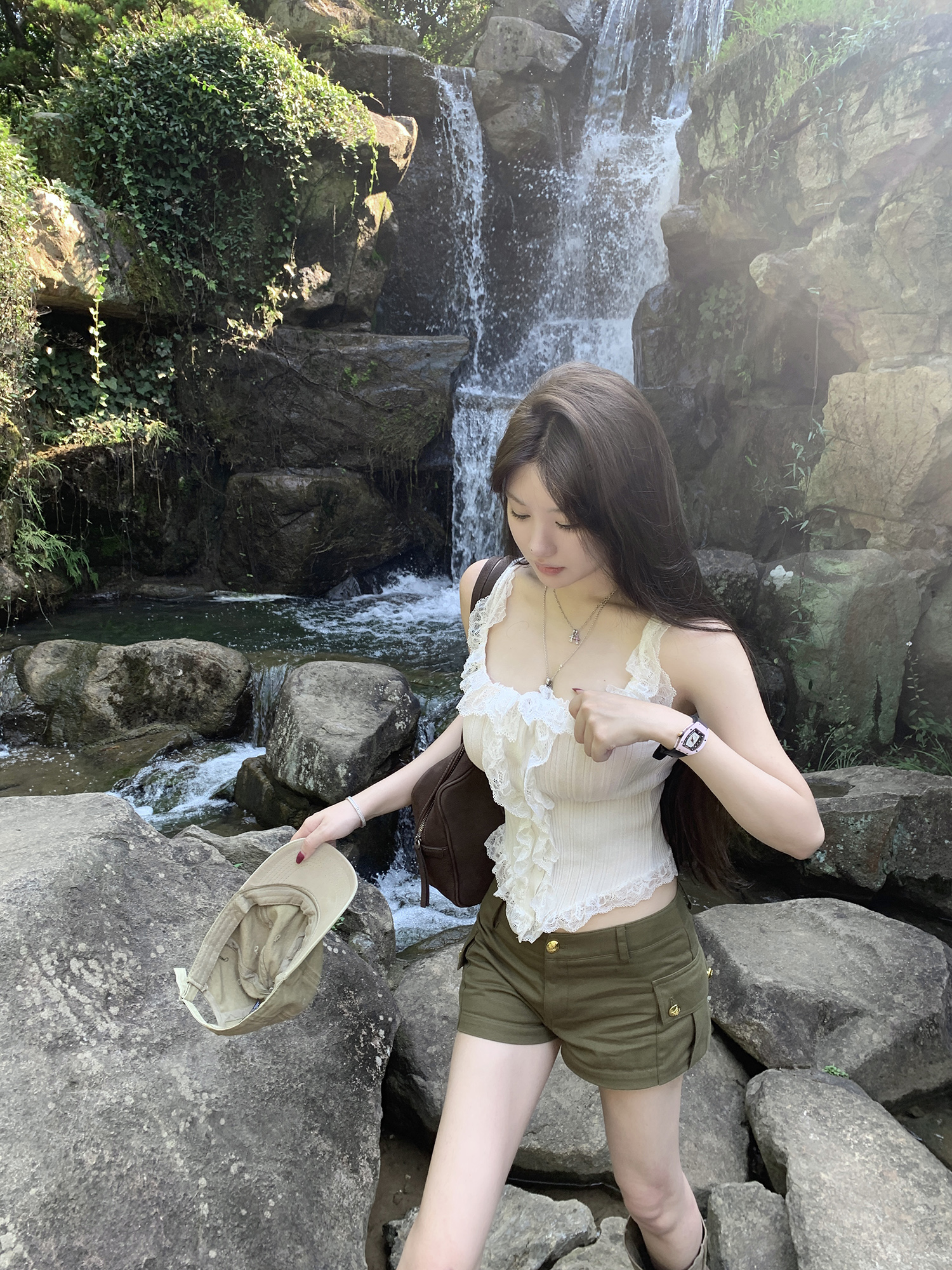 絕美花邊蕾絲吊帶小背心女早春配西裝內搭針織打底衫短款辣妹上衣