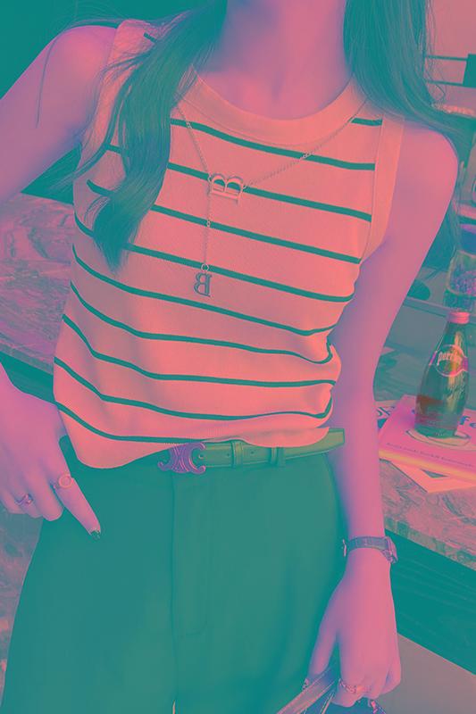 別致針織條紋吊帶背心春夏美背法式打底短款上衣外穿配防曬衣內搭