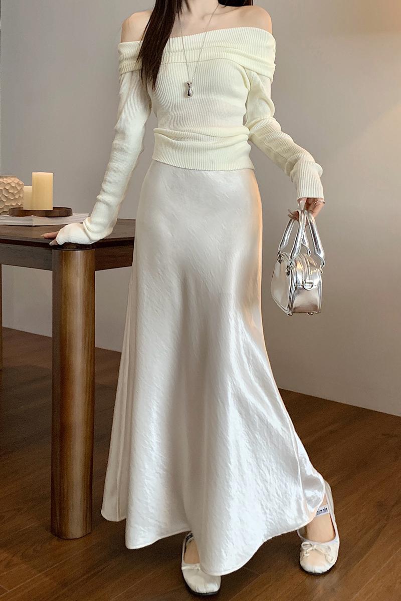 實拍 醋酸緞面魚尾裙半身裙女2026春夏高腰垂感a字遮胯包臀中長裙
