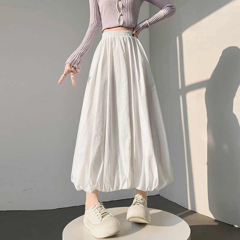 實拍百搭半身裙女2026春夏花苞裙中長款高腰垂感a字裙工裝裙子