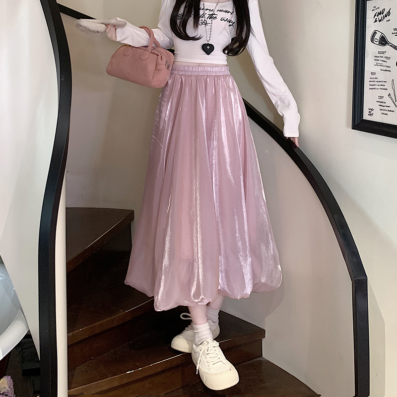 實拍花苞半身裙高光24春夏氣質顯瘦高腰女士a字蓬蓬松緊腰裙子
