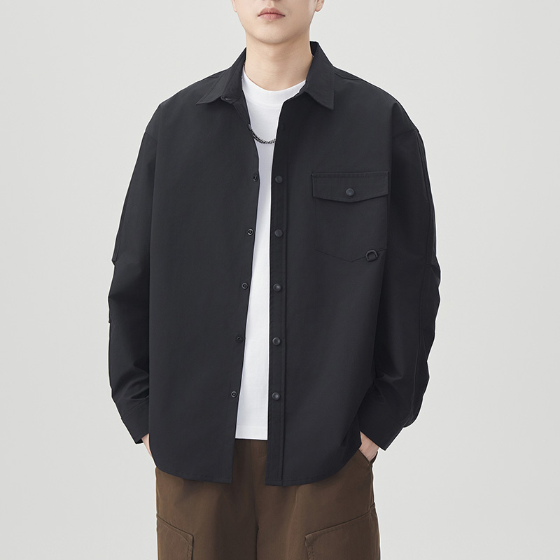 實拍2025春秋季新款長袖襯衫男格子提花寬松日系復古高韓版襯衣