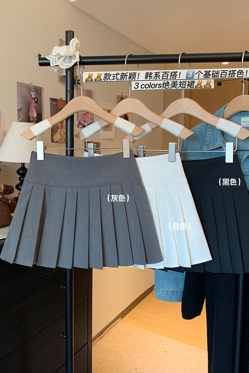 實拍西裝料百褶裙防走光高腰A字半身裙ins潮2025春夏新款顯瘦短裙