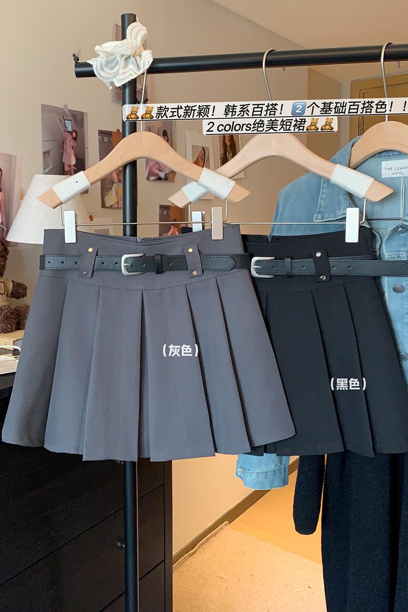 實拍灰色百褶裙短裙女2025新款西裝小個子高腰顯瘦a字半身裙春夏