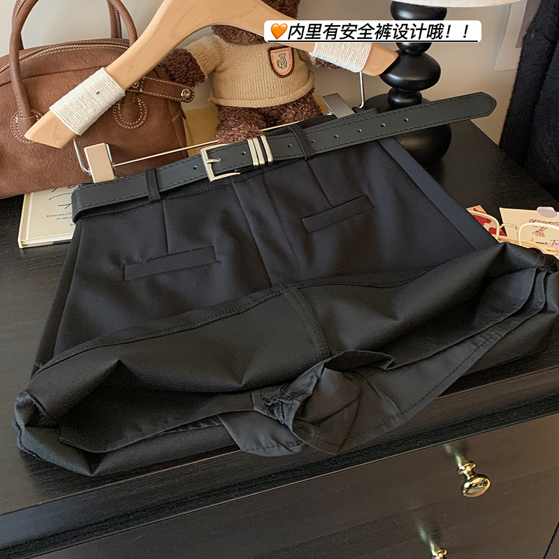 2025春夏新款灰色西裝半身裙女高腰A字顯瘦防走光安全褲短裙百搭