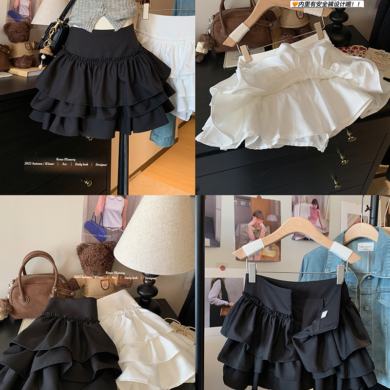 純欲芭蕾風辣妹白色蛋糕裙女夏季小個子高腰顯瘦a字蓬蓬半身短裙