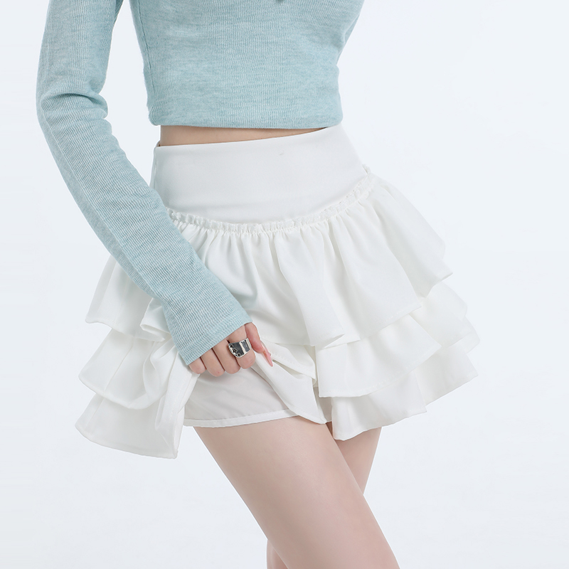 純欲芭蕾風辣妹白色蛋糕裙女夏季小個子高腰顯瘦a字蓬蓬半身短裙